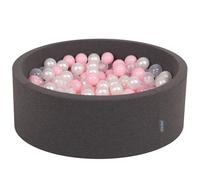 KiddyMoon 90x30cm/300 balles ∅ 7cm Balles rondes en mousse pour enfants Fabriqué en UE, Gris foncé : Rose/Pink/Purple/Transparent