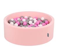 KiddyMoon 90x30cm/300 balles ∅ 7cm balles rondes en mousse pour enfants fabriqué en UE, Rose : Gris/Blanc/Rose