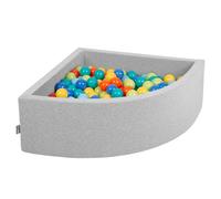 KiddyMoon 90x30cm/300 balles ∅ 7cm Triangle Balles en mousse pour enfants Fabriqué dans l'UE, Gris clair:H Vert/Orange/Tyrquoise/Bleu/Baby Blue/Yellow