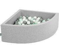 KiddyMoon 90x30cm/300 balles ∅ 7cm Triangle Balles en mousse pour enfants fabriqué en UE, Gris clair : Blanc/Gris/Mint :