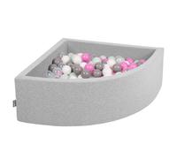 KiddyMoon 90x30cm/300 balles ∅ 7cm Triangle Kids foam balls Certified EU, Light grey : Transparent/Gris/Blanc/Rose/Mint :