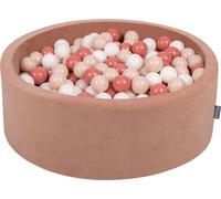 KiddyMoon 90x30cm/300 balles ∅ 7cm Velour Round Kids foam balls Certified EU, Velour Pink : Beige Pastel/Couleurs Perdues/Blanc