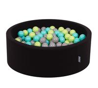 KiddyMoon 90x30cm/300 ballons ∅ 7cm Ballons ronds en mousse pour enfants Fabriqué en UE, Noir : Vert clair/Turquoise clair/Gris