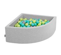 KiddyMoon 90x30cm/300 ballons ∅ 7cm Triangle Ballons en mousse pour enfants fabriqué en UE, Gris clair : Vert clair/Turquoise clair/Gris