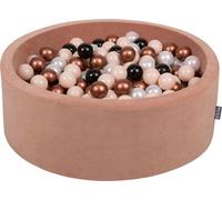 KiddyMoon 90x30cm/300 ballons ∅ 7cm Velour Round Kids Foam Balls Certified EU, Velour Pink : Pastel Beige/Copper Red/Black/Purple