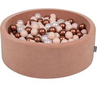 KiddyMoon 90x30cm/300 ballons ∅ 7cm Velour Round Kids Foam Balls Certified EU, Velour Pink : Pastel Beige/Copper Red/Purple