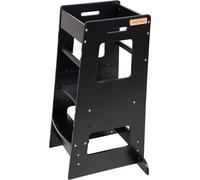 KiddyMoon Aide-cuisine pour enfants Tremplin Tour d'apprentissage pour enfants Chaise d'apprentissage à hauteur réglable Meubles Montessori, aide-cuisine pour enfants, ST-003, Noir