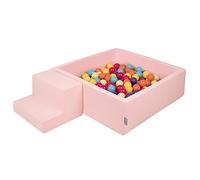 KiddyMoon Aire De Jeux en Mousse avec Carré Piscine À Balles (200 Balles) pour Enfants, Rose:Vert Clair/Jaune/Turq/Orange/R.Foncé/Violet