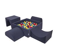KiddyMoon Aire De Jeux en Mousse avec Carré Piscine À Balles (300 Balles) pour Enfants, Bleu Foncé:Vertclr/Jaune/Turq/Orange/Rfoncé/Violet