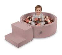 KiddyMoon Aire de Jeux en Mousse avec Piscine à Balles 90x30cm et Marches 100 Balles 7cm pour Bébés et Enfants - Bruyère: Marron Cuivré Beige Pastel Saumon