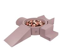 KiddyMoon Aire De Jeux en Mousse avec Rond Piscine À Balles (200 Balles) Fosses À Boules pour Enfants Jouets Parcours Obstacles, Bruyère: Brun/Cuivre/Beige Pastel/Saumon