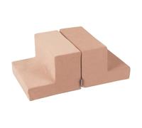 KiddyMoon Aire De Jeux en Mousse Parc Modulable pour Enfants Velours pour Le Jeu l'exercice Et La Construction avec Housses Amovibles Faciles À Nettoyer, Élément Marches/Marches, Rose des Sables