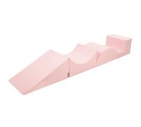 KiddyMoon Aire De Jeux en Mousse pour Enfants, Élément Pente/Rampe/Semi-Rouleau/Marches, Rose