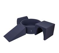 KiddyMoon Aire de jeux en mousse souple pour enfants avec aire de jeux à balles rondes (300 ∅ 7 cm) avec obstacles souples et piscine à balles, fabriqué en UE, Bleu foncé:Vert d'enfer/Orange/Turquoise