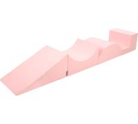 KiddyMoon Aire de jeux en mousse souple pour enfants avec obstacles souples, fabriqué dans l'UE, Element Wedge/Ramp/Half Shaft/Stupne, Rose