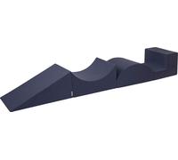KiddyMoon Aire de jeux en mousse souple pour enfants avec obstacles souples, fabriqué dans l'UE, Element Wedge/Ramp/Half Shaft/Stupne, Bleu foncé