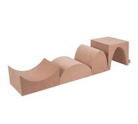 KiddyMoon Aire De Jeux Velours Mousse Colline/Tunnel/Rampe L/Semi-Rouleau L, Rose des Sables,Multi-Taille