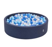 KiddyMoon ballon rond 120x30cm/300 balles ∅ Boules de 7 cm Boules colorées pour bébés à jouer dans le bain pour les tout-petits, fabriquées en UE, bleu foncé:bleu bébé/bleu/perle