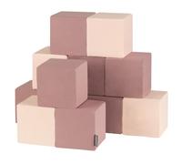 KiddyMoon Blocs Mous pour Bébé 12 Pièces Cubes De Construction en Mousse 14Cm, Cubes: Bruyère/Beige