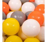 KiddyMoon Boules de bain pour bébés Boules de bain en plastique pour bébés fabriquées dans l'UE, jaune/blanc/gris/orange, 500 boules/6 cm