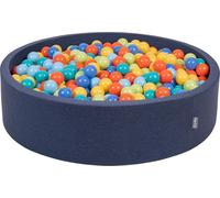 KiddyMoon Boules de billard rondes 120x30cm/1000 boules ∅ Boules de 7 cm Boules colorées pour bébés à jouer dans la salle de bain pour les tout-petits, fabriquées en UE, bleu foncé:vert clair/orange/t