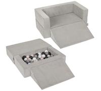 KiddyMoon Canapé en Mousse pour Enfants avec 100 Balles/7Cm Et Pente Parfait pour La Chambre d'enfant Léger Modulable Confortable Sécurisé Idéal pour Jouer Et Se Détendre