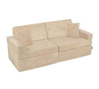 KiddyMoon Canapés Pliant avec 2 Oreillers pour Enfants Canapé-Lit Convertible Bébés-Canapé Lit Coucher Salle De Jeux Pliable Matelas Au Sol Mini-Canapé Chaise-Lit, Beige