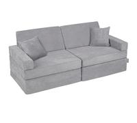 KiddyMoon Canapés Pliant avec 2 Oreillers pour Enfants Canapé-Lit Convertible Bébés-Canapé Lit Coucher Salle De Jeux Pliable Matelas Au Sol Mini-Canapé Chaise-Lit, Gris Foncé