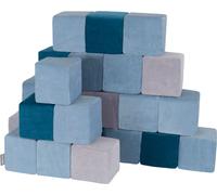 KiddyMoon Cubes En Mousse Pour Bébé En Velours Blocs Doux Jouets En Mousse Montessori Avec De La Mousse Et Beaucoup D'Amusement Pour Les Enfants, Fabriqué Dans L'UE, 24 Pièces, Blocs:Lagunetürkis-Eisb