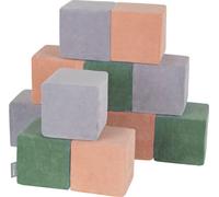 KiddyMoon Cubes En Mousse Pour Bébé En Velours Blocs Doux Jouets En Mousse Montessori Avec De La Mousse Et Beaucoup D'Amusement Pour Les Enfants, Fabriqué Dans L'UE, 12 Pièces, Blocs:Vert Forêt-Rose D