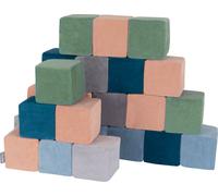 KiddyMoon Cubes En Mousse Pour Bébé En Velours Blocs Doux Jouets En Mousse Montessori Avec De La Mousse Et Beaucoup D'Amusement Pour Les Enfants, Fabriqué Dans L'UE, 24 Pièces, Blocs:Lagunetürkis-Vert