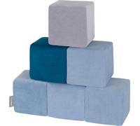 KiddyMoon Cubes En Mousse Pour Bébé En Velours Blocs Doux Jouets En Mousse Montessori Avec De La Mousse Et Beaucoup D'Amusement Pour Les Enfants, Fabriqué Dans L'UE, 6 Pièces, Blocs:Lagunetürkis-Eisbl