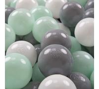 KiddyMoon Kids 300 ∅ 7 cm balle de jeu pour enfants balles de bain en plastique fabriquées dans l'UE, blanc/gris/vert :