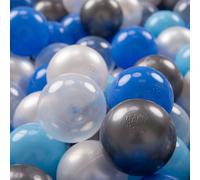 KiddyMoon Kids 50 ∅ 7 cm Play Ball Balls for Kids Plastic Bath Balls EU, Pearl/Blue/Baby Blue/Translucent/Silver