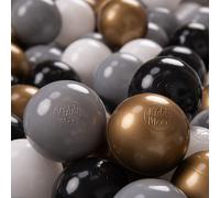 KiddyMoon Kids 50 ∅ 7 cm Play Ball Balls for Kids Plastic Bath Balls EU, White/Grey/Black/Gold