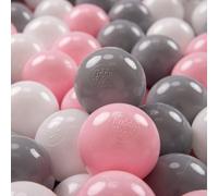 KiddyMoon 700 ∅ 7Cm Balles Colorées Plastique pour Piscine Enfant Bébé Fabriqué en EU, Blanc/Gris/Rose Poudré