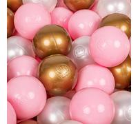 KiddyMoon Kids 700 ∅ 7 cm Boules de jeu pour enfants Boules de bain en plastique fabriquées en UE, rose poudré/rose/or