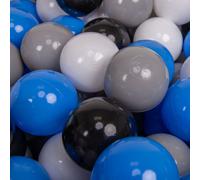 KiddyMoon Kids 700 ∅ 7 cm Play Ball Balls for Kids Plastic Bath Balls EU, Grey/White/Blue/Black