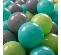 KiddyMoon Kids 700 ∅ 7 cm Play Ball Balls for Kids Plastic Bath Balls EU, Light Green/Light Turquoise/Gray