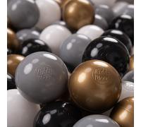 KiddyMoon Kids 700 ∅ 7 cm Play Ball Balls for Kids Plastic Bath Balls EU, White/Grey/Black/Gold