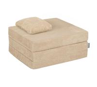 KiddyMoon Matelas avec Oreiller Enfant Pliable en Mousse Matelas Pouf pour Tout-Petits, Chambre d'enfant, Beige