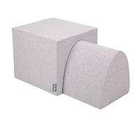 KiddyMoon Parc Aire Jeux en Mousse Modulable pour Enfants Résistant Stimule L’Imagination Favorise La Créativité pour Le Jeu L’Exercice, Élément Colline/Tunnel, Gris Clair