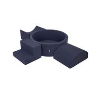 KiddyMoon Parc de jeux en mousse souple pour enfants avec parc à balles rond (300 ∅ 7 cm) avec obstacles souples et piscine à balles, fabriqué dans l'UE, Bleu foncé:Babyblue/Blue/Pearl, Version 6
