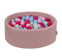 KiddyMoon piscine à balles 90X30cm/200 balles ? 7Cm balles pour les bébés à jouer dans le bain des tout-petits, fabriqué en UE, Erika Couleurs : Rose poudré/Rose foncé/Bleu bébé/Menthe