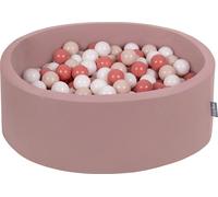 KiddyMoon piscine à balles 90X30cm/300 balles ? 7Cm balles pour les bébés pour jouer dans le bain des tout-petits, fabriqué en UE, Erika couleurs : blanc/saumon/blanc