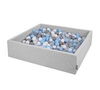 KiddyMoon Piscine À Balles pour Bébé Carré 120X30cm/600 Balles 7Cm Grande Fosses À Boules Jouet Enfant, Gris Clair: Gris-Blanc-Transparent-Babyblue