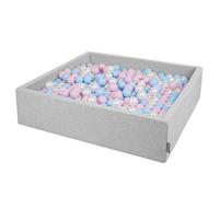 KiddyMoon Piscine À Balles pour Bébé Carré 120X30cm/600 Balles 7Cm Grande Fosses À Boules Jouet Enfant, Gris Clair: Babyblue-Rose Poudré-Perle