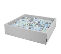 KiddyMoon Piscine À Balles pour Bébé Carré 120X30cm/600 Balles 7Cm Grande Fosses À Boules Jouet Enfant, Gris Clair:Perle-Gris-Transparent-Babyblue-Menthe