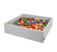 KiddyMoon Piscine À Balles pour Bébé Carré 120X30cm/600 Balles 7Cm Grande Fosses À Boules Jouet Enfant, Gris Clair:Jaune-Vert-Bleu-Rouge-Orange