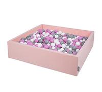 KiddyMoon Piscine À Balles pour Bébé Carré 120X30cm/600 Balles 7Cm Grande Fosses À Boules Jouet Enfant, Rose:Gris-Blanc-Rose
